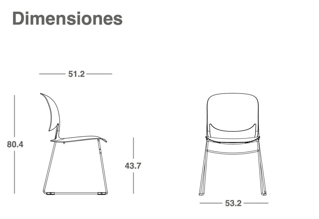 Medida silla para comedores y escuelas