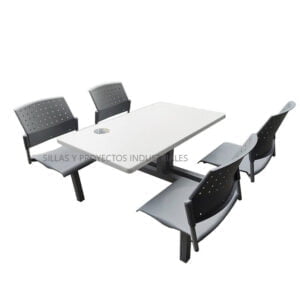Mesa para 4 personas fastfood gris y blanco comedor industrial