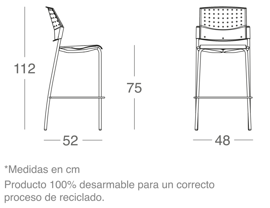 medidas banco alto silla areta