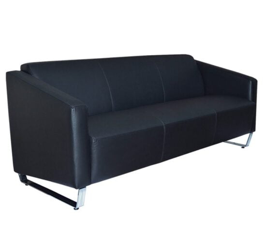 Sala sofa lunge negro patas trineo cromo vinil para lobby