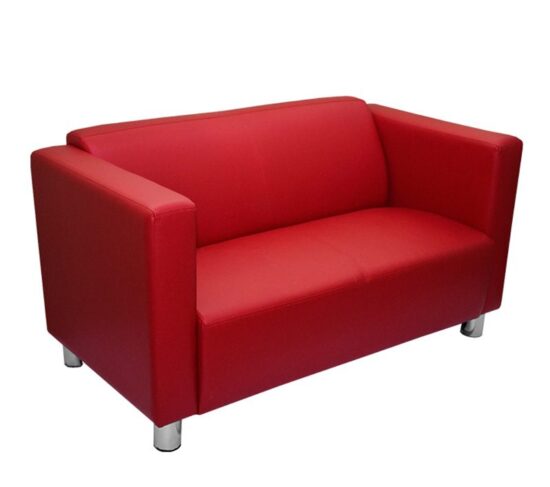 SALA PARA LOBBY ROJO PATAS CROMO HOTELES Y OFICINAS