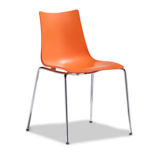 Silla modelo Zebra naranja y estructura cromo para comedores y restaurantes