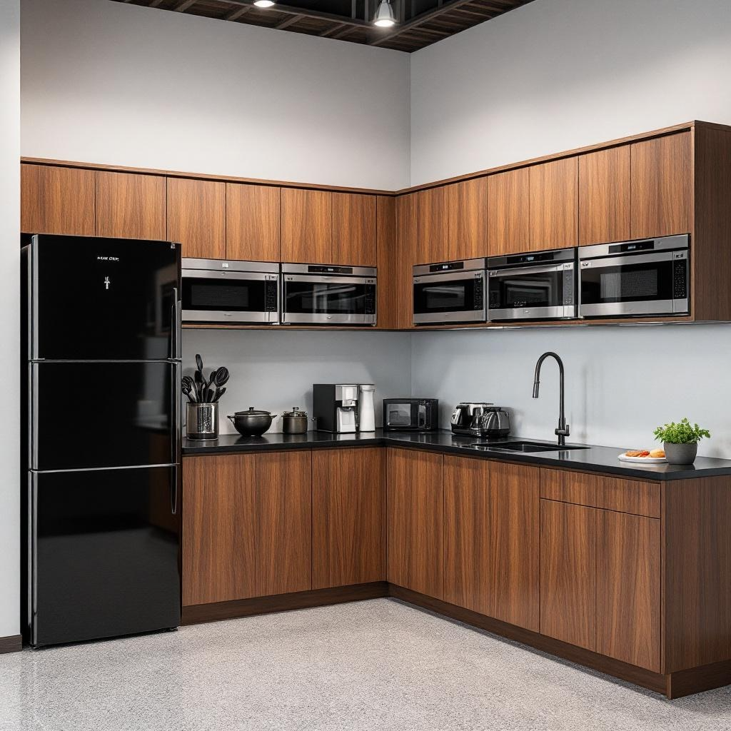 MUEBLE COCINA PARA COMEDOR Y OFICINAS COLOR ACERO Y MADERA RESISTENTE MEXICO