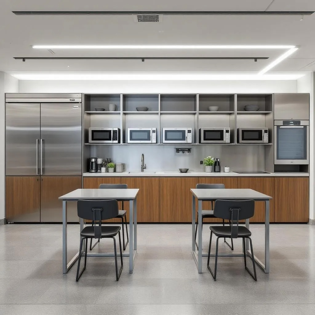 MUEBLE COCINA PARA COMEDOR Y OFICINAS COLOR ACERO Y MADERA RESISTENTE MEXICO