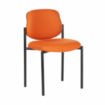silla recibidor tela color naranja y negro