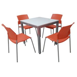 Mesa Set Fragen + Areta blanco 4 Personas