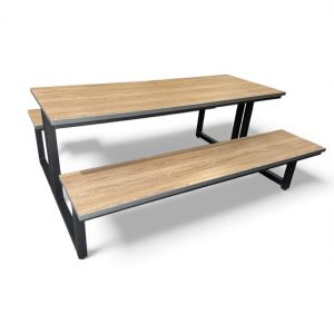 Banca Fast Food "Nogal Industrial" | Cubierta 30mm con Laminado Ralph Wilson® 4 personas - Image 3