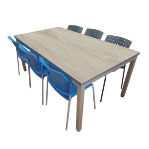Set de Comedor Industrial EINS con 6 Sillas Areta Certificadas | Resistencia y Diseño Italiano