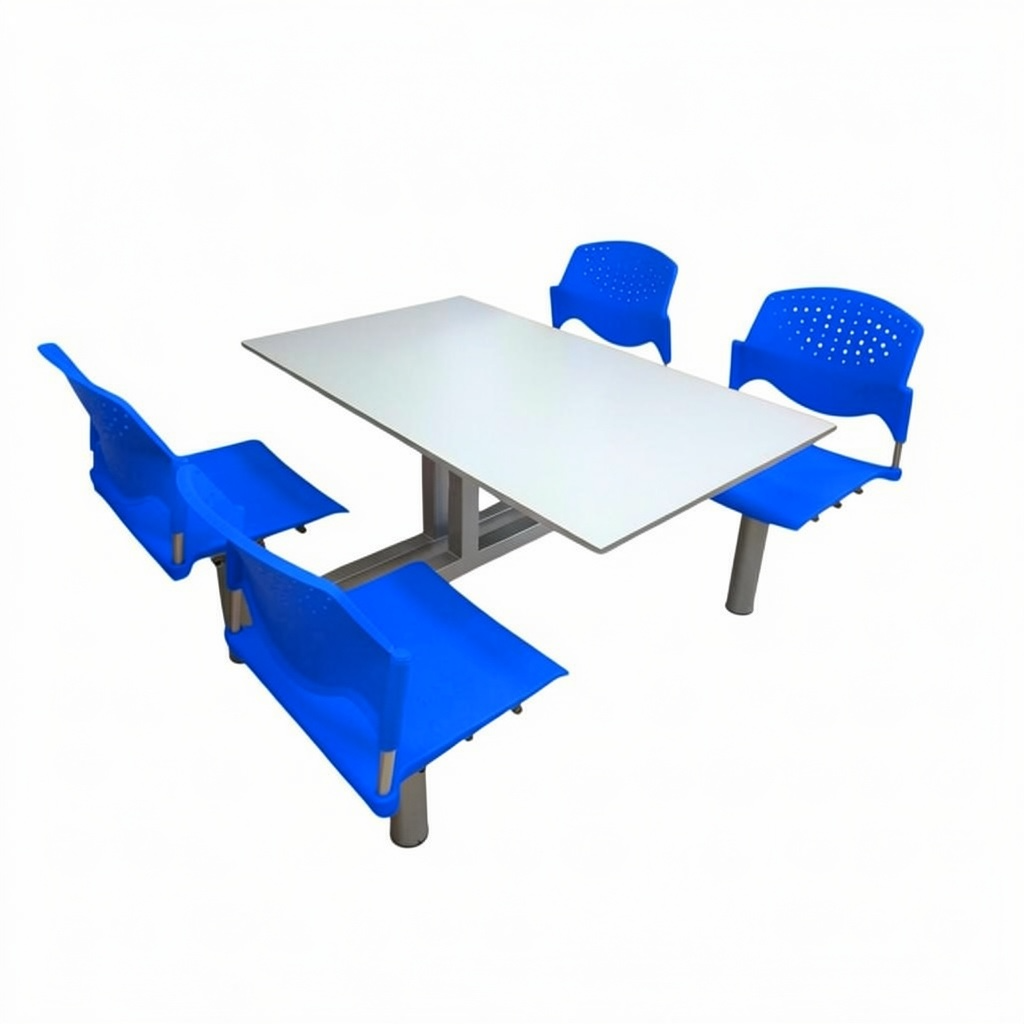 Banca Integral Pola con superficie sólida Novanite para comedor industrial