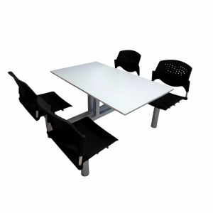 Banca Integral Pola con superficie sólida Novanite para comedor industrial