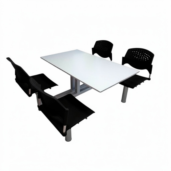 Banca Integral Pola con superficie sólida Novanite para comedor industrial