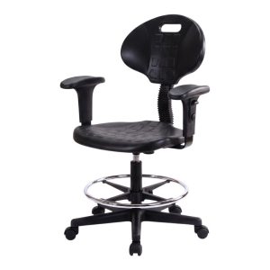 Silla Industrial KX301-SSD Ergonómica en Poliuretano con Aro Cromado y Brazos