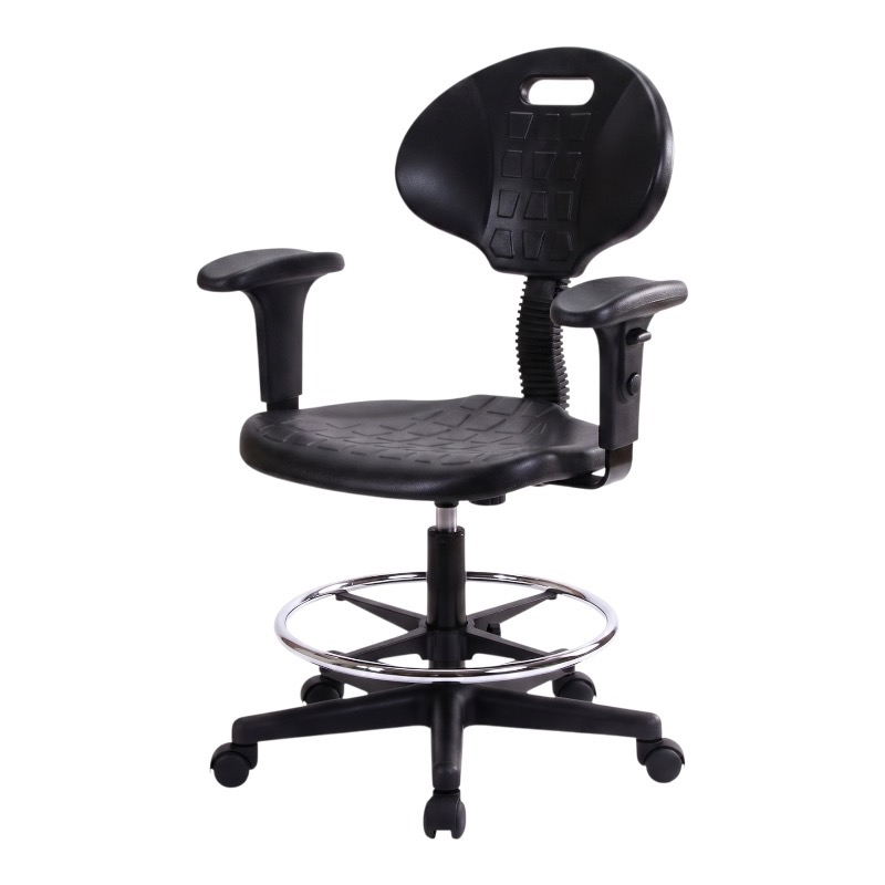 Silla Industrial KX301-SSD Ergonómica en Poliuretano con Aro Cromado y Brazos