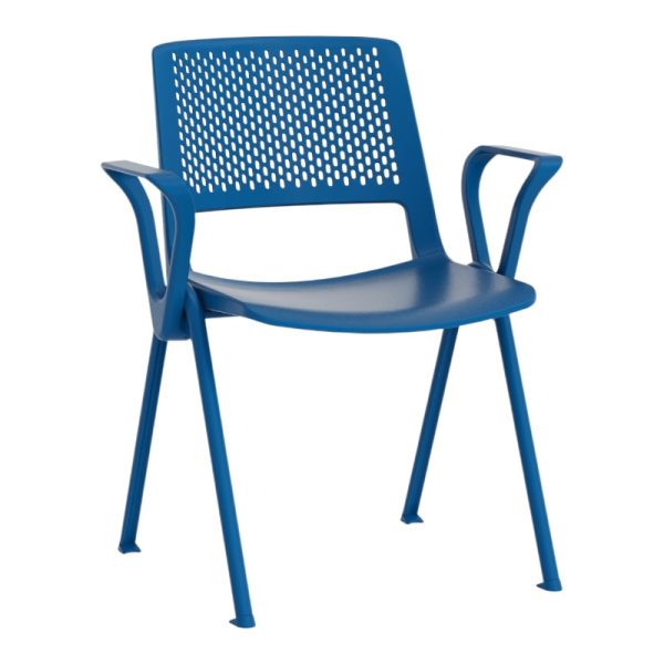 Silla Avanti azul con estructura de metal calibre 16 y respaldo ventilado