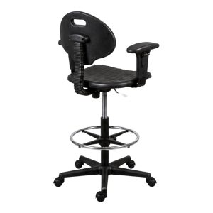 Silla Industrial KX301-SSD Ergonómica en Poliuretano con Aro Cromado y Brazos