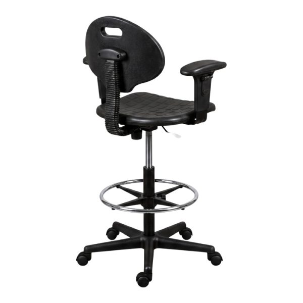 Silla Industrial KX301-SSD Ergonómica en Poliuretano con Aro Cromado y Brazos
