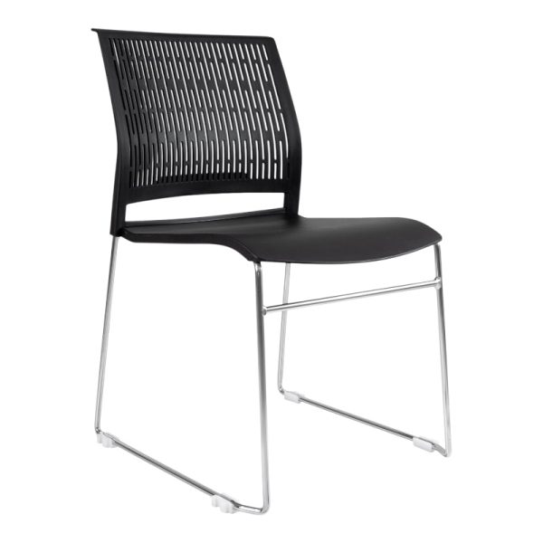 Silla de visita ergonómica Cerdeña en color negro con estructura cromada