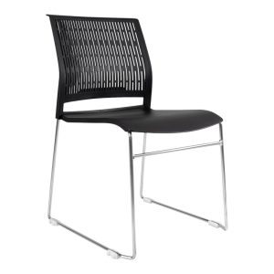 Silla de visita ergonómica Cerdeña en color negro con estructura cromada