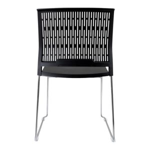 Silla de visita ergonómica Cerdeña en color negro con estructura cromada