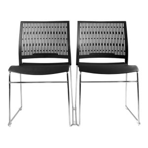 Silla de visita ergonómica Cerdeña en color negro con estructura cromada