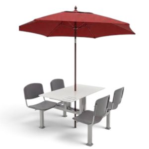 Banca Modular Integrada de Comedor Industrial con Sombrilla (4 Plazas)