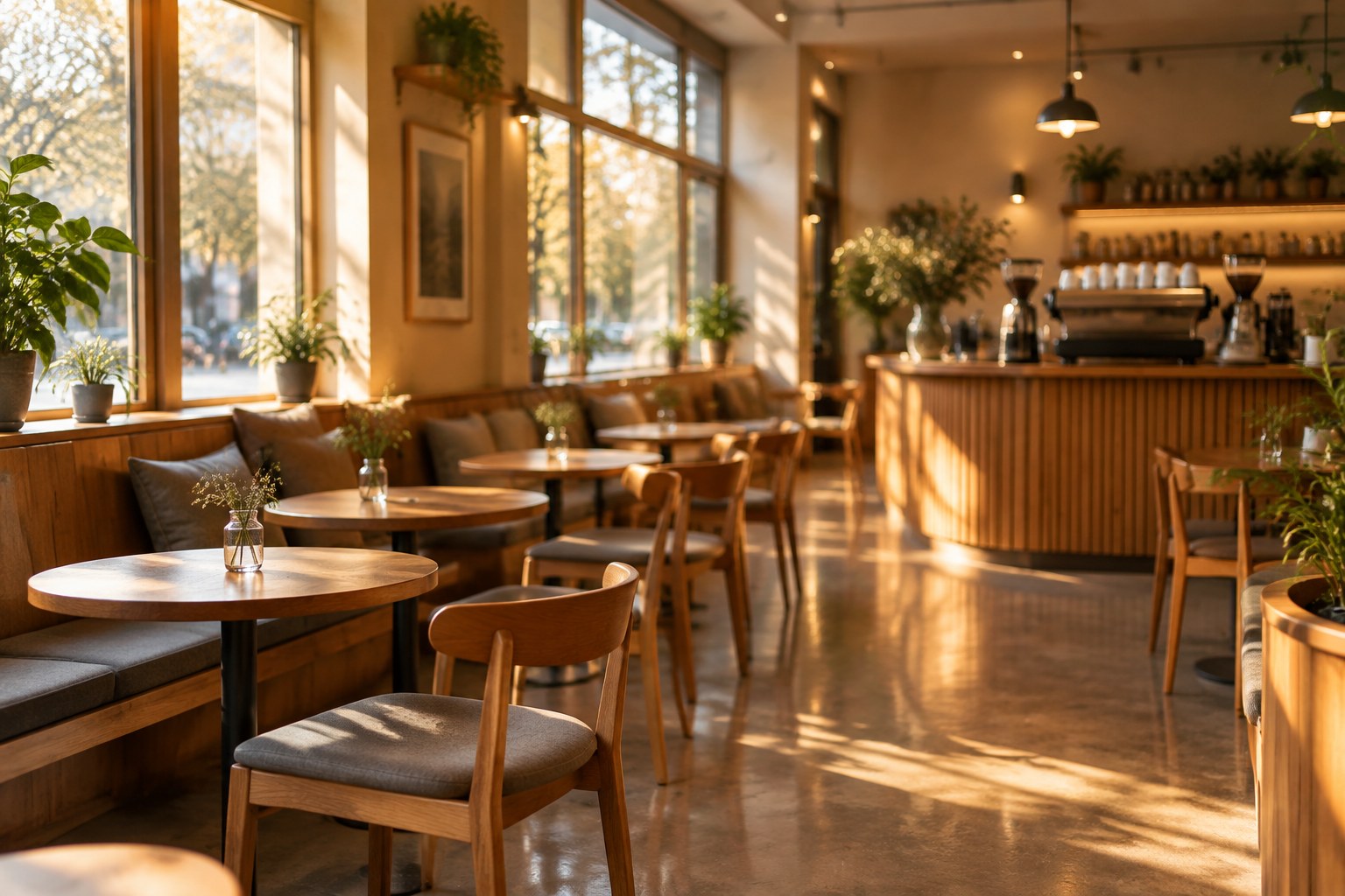 Sillas y bancos de madera para restaurantes y cafeteria