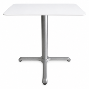 Mesa Superficie Sólida Novanite® Blanco 90x90 — Base Aluminio Fundido